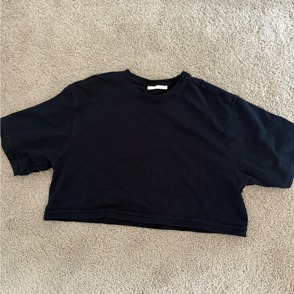 Zara Black Cropped Tee - Short Sleeve Crewneck